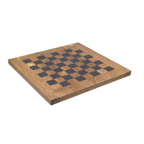 Solid Oak top with colour stain and chessboard digital print